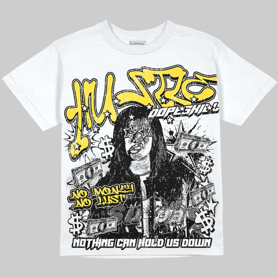 Jordan 4 Thunder DopeSkill Oversize Print T-Shirt No Money No Lust Graphic Streetwear - White