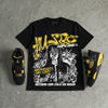 Black Tour Yellow AJ 4 Thunder DopeSkill Oversize Print T-Shirt No Money No Lust Graphic