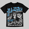 Jordan 14 Black and University Blue DopeSkill Oversize Print T-Shirt No Money No Lust Graphic Streetwear - Black