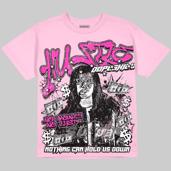 Dunk Triple Pink DopeSkill Oversize Print T-Shirt No Money No Lust Graphic Streetwear - Blossom