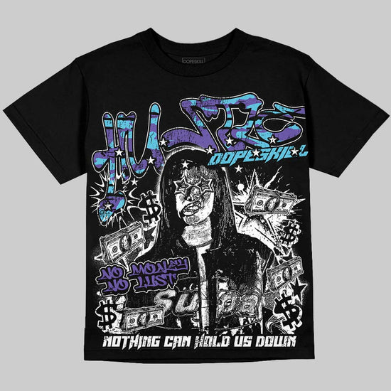 Jordan 8 Aqua DopeSkill Oversize Print T-Shirt No Money No Lust Graphic Streetwear - Black