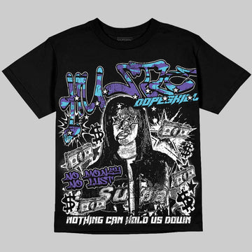 Jordan 8 Aqua DopeSkill Oversize Print T-Shirt No Money No Lust Graphic Streetwear - Black