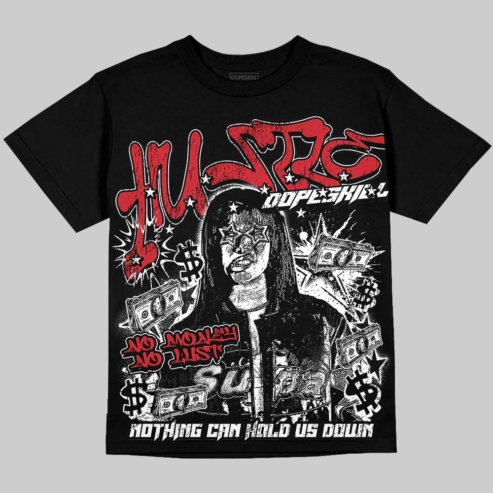 Jordan 12 Bloodline DopeSkill Oversize Print T-Shirt No Money No Lust Graphic Streetwear - Black