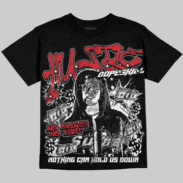 Jordan 12 Bloodline DopeSkill Oversize Print T-Shirt No Money No Lust Graphic Streetwear - Black