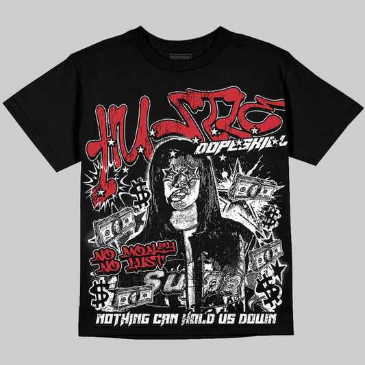 Jordan 12 Bloodline DopeSkill Oversize Print T-Shirt No Money No Lust Graphic Streetwear - Black
