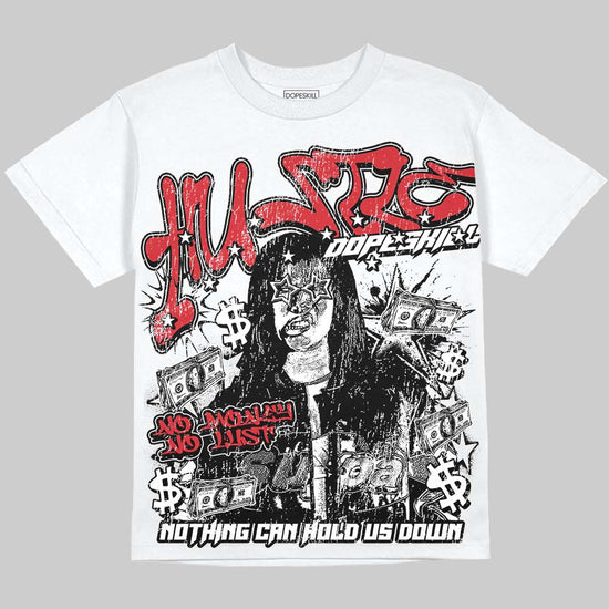 Jordan 12 Bloodline DopeSkill Oversize Print T-Shirt No Money No Lust Graphic Streetwear - White