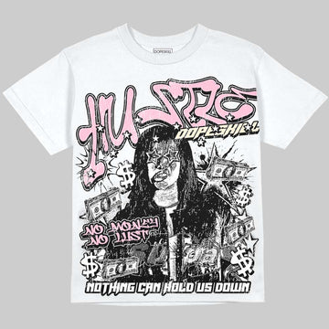 Jordan 4 Iced Carmine DopeSkill Oversize Print T-Shirt No Money No Lust Graphic Streetwear - White