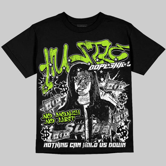 Max 95 Big Bubble Neon Yellow DopeSkill Oversize Print T-Shirt No Money No Lust Graphic Streetwear - Black