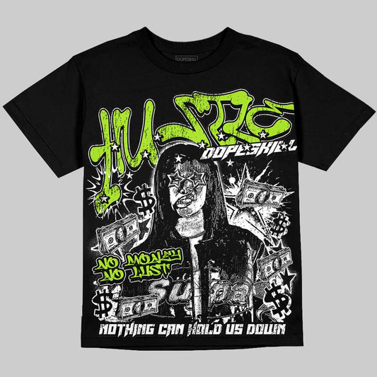 Max 95 Big Bubble Neon Yellow DopeSkill Oversize Print T-Shirt No Money No Lust Graphic Streetwear - Black