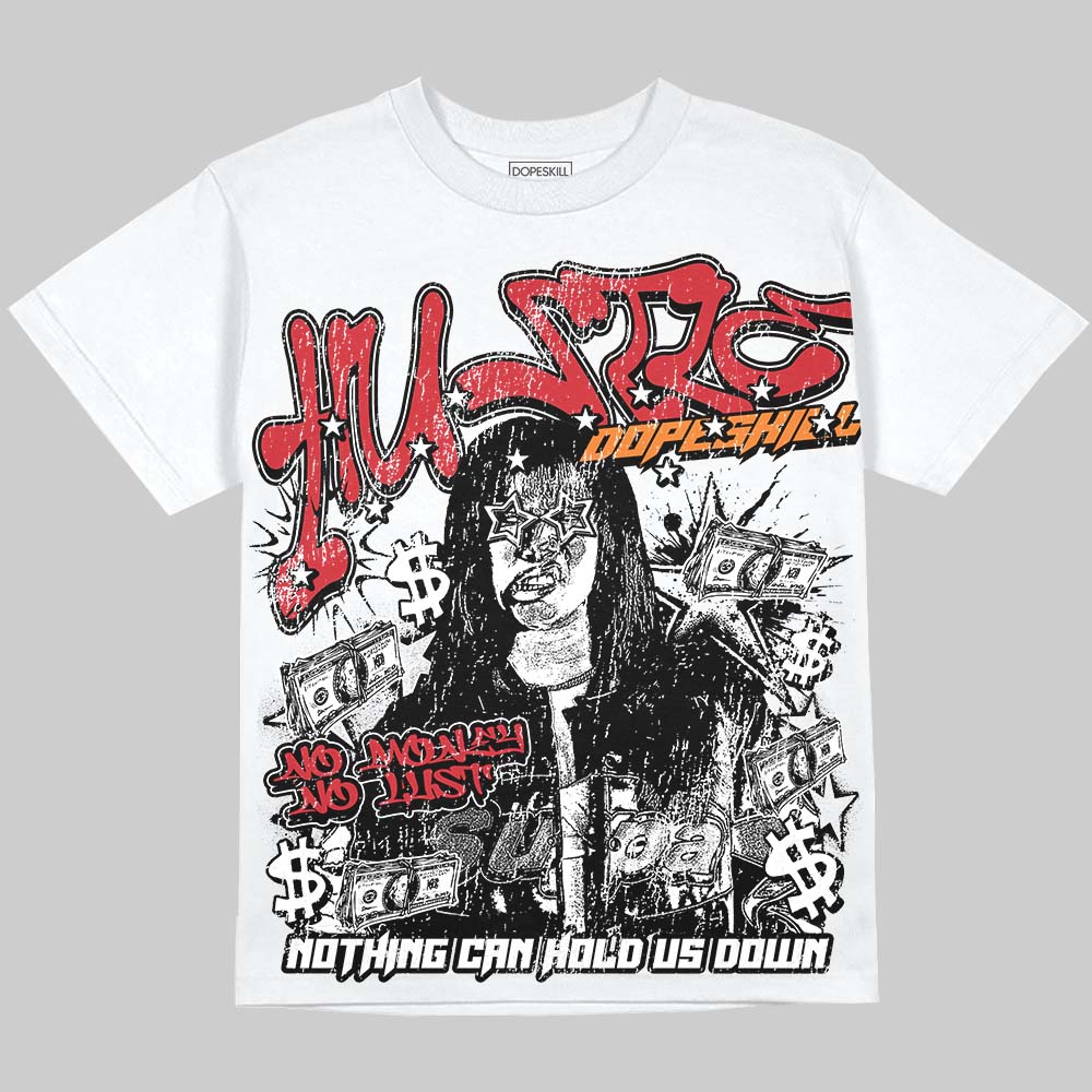 Jordan 5 Sunset DopeSkill Oversize Print T-Shirt No Money No Lust Graphic Streetwear - White