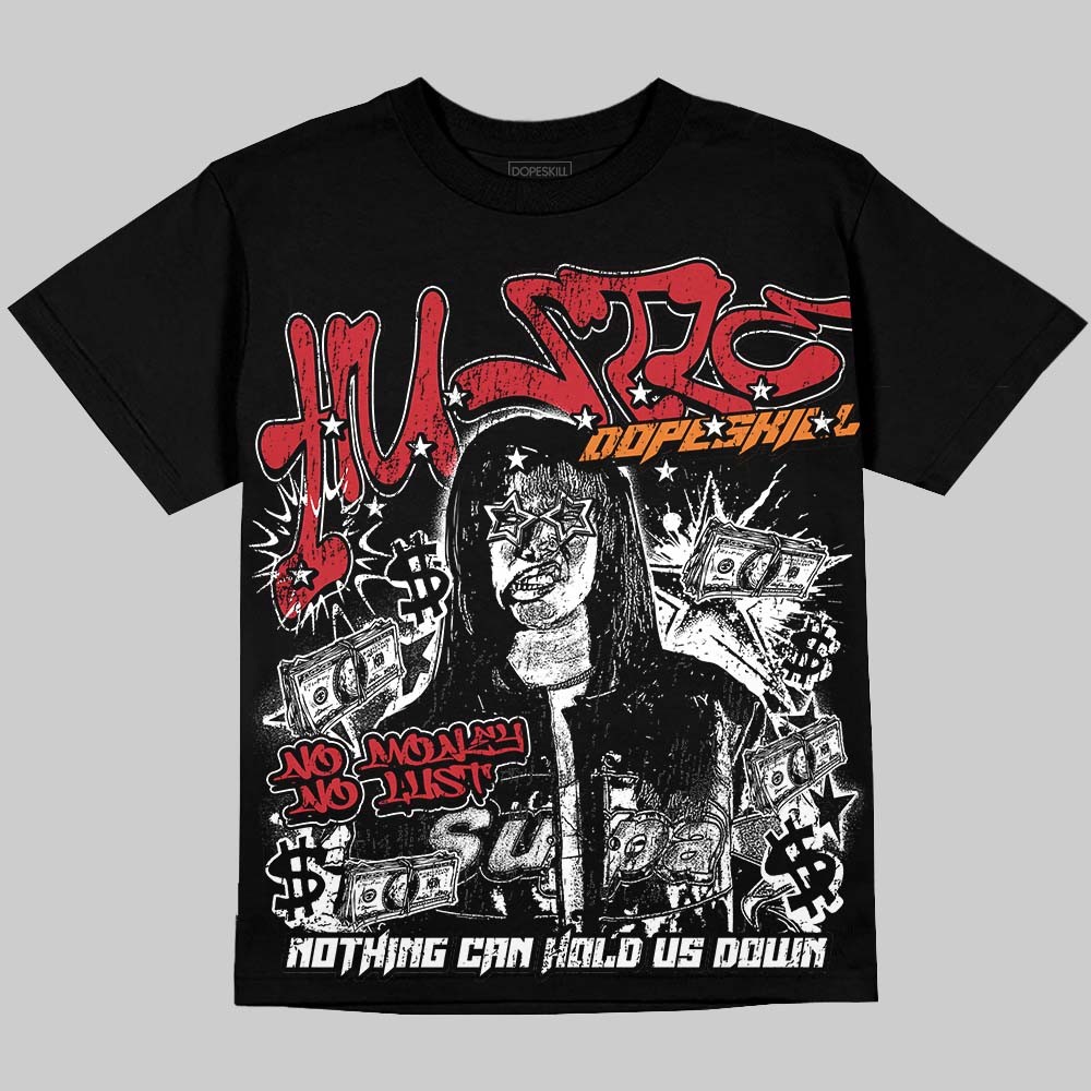 Jordan 5 Sunset DopeSkill Oversize Print T-Shirt No Money No Lust Graphic Streetwear - Black
