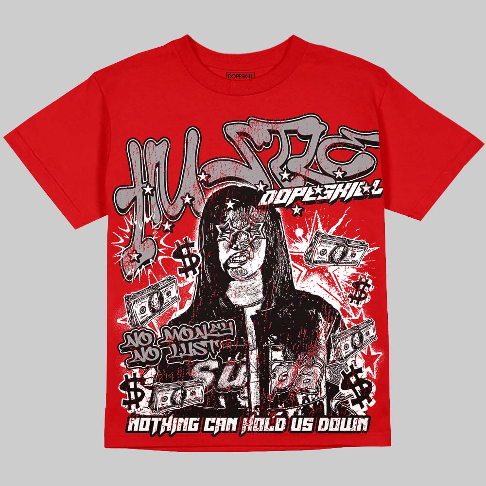 Jordan 4 Toro Bravo DopeSkill Oversize Print T-Shirt No Money No Lust Graphic Streetwear - red