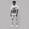 White Metallic 5s DopeSkill Oversize Print T-Shirt No Money No Lust Graphic