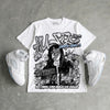 White Metallic 5s DopeSkill Oversize Print T-Shirt No Money No Lust Graphic