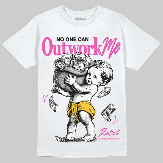 Jordan 4 Comic DopeSkill T-Shirt No One Can Outwork Me Graphic Streetwear - White 