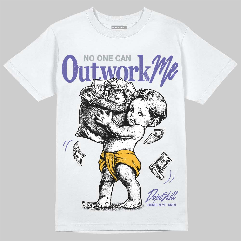 Jordan 4 Lakers DopeSkill T-Shirt No One Can Outwork Me Graphic Streetwear - White