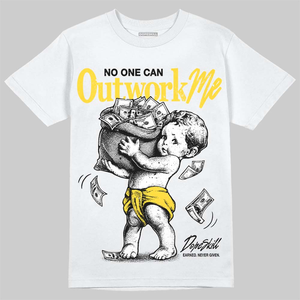 Jordan 4 Thunder DopeSkill T-Shirt No One Can Outwork Me Graphic Streetwear - White