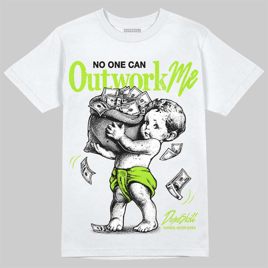 Max 95 Big Bubble Neon Yellow DopeSkill T-Shirt No One Can Outwork Me Graphic Streetwear - White