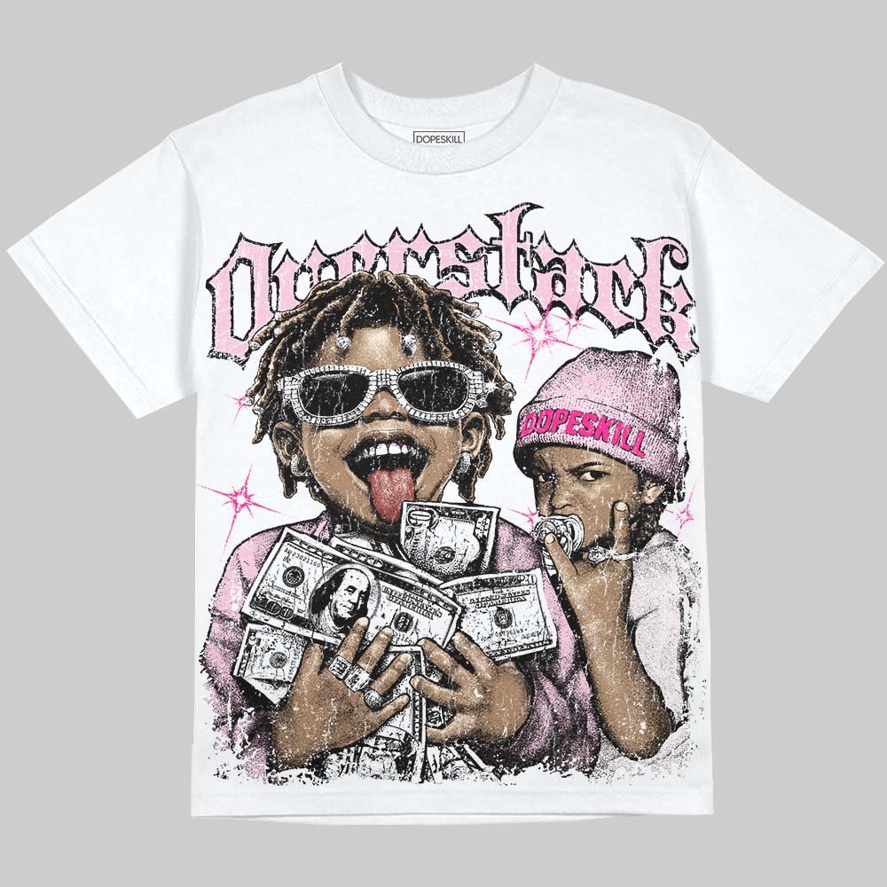 Dunk Pink Foam DopeSkill Oversize Print T-Shirt Overstack Graphic Streetwear - White