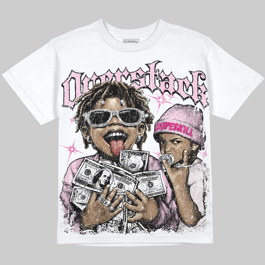 Dunk Pink Foam DopeSkill Oversize Print T-Shirt Overstack Graphic Streetwear - White