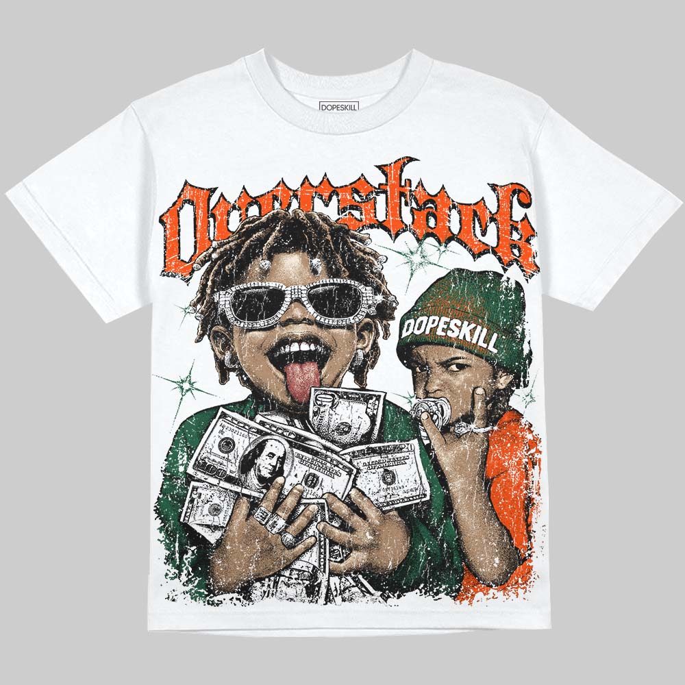 Dunk Team Dark Green Orange DopeSkill Oversize Print T-Shirt Overstack Graphic Streetwear - White