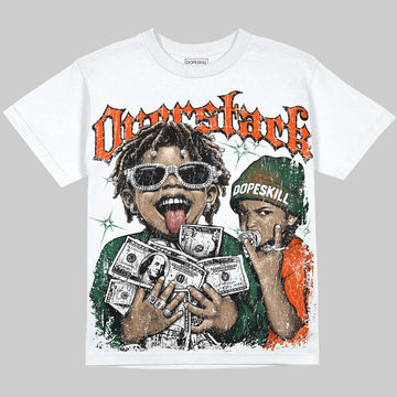 Dunk Team Dark Green Orange DopeSkill Oversize Print T-Shirt Overstack Graphic Streetwear - White