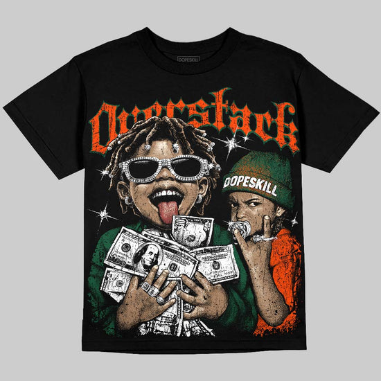 Dunk Team Dark Green Orange DopeSkill Oversize Print T-Shirt Overstack Graphic Streetwear - Black