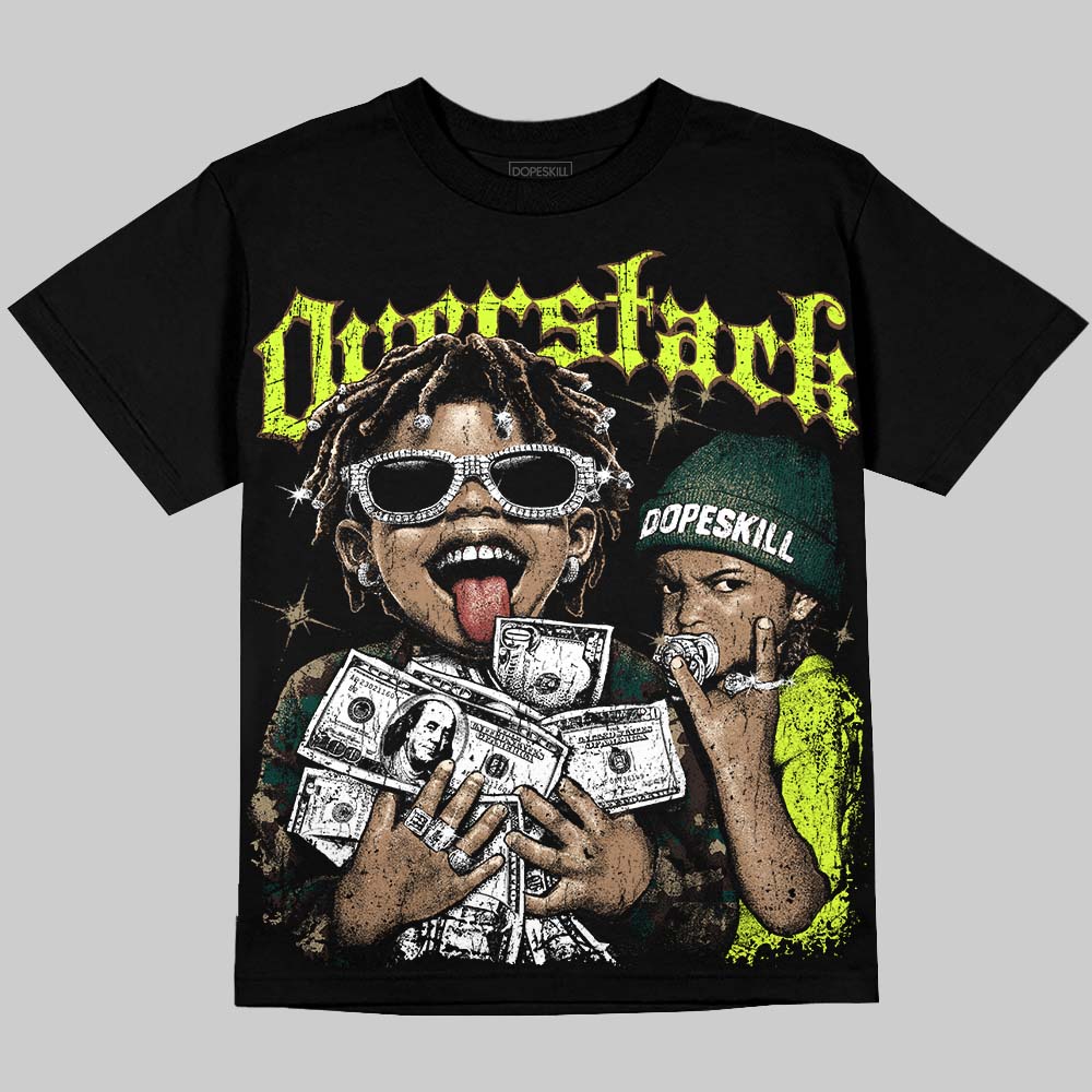 Foamposite Pro Green Camo DopeSkill Oversize Print T-Shirt Overstack Graphic Streetwear - Black