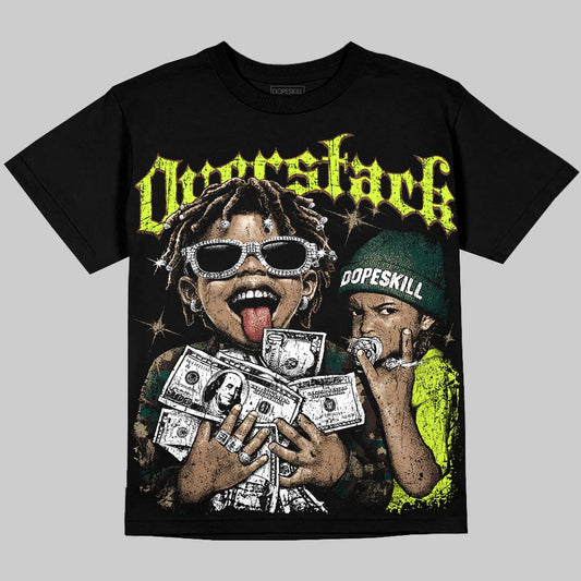Foamposite Pro Green Camo DopeSkill Oversize Print T-Shirt Overstack Graphic Streetwear - Black