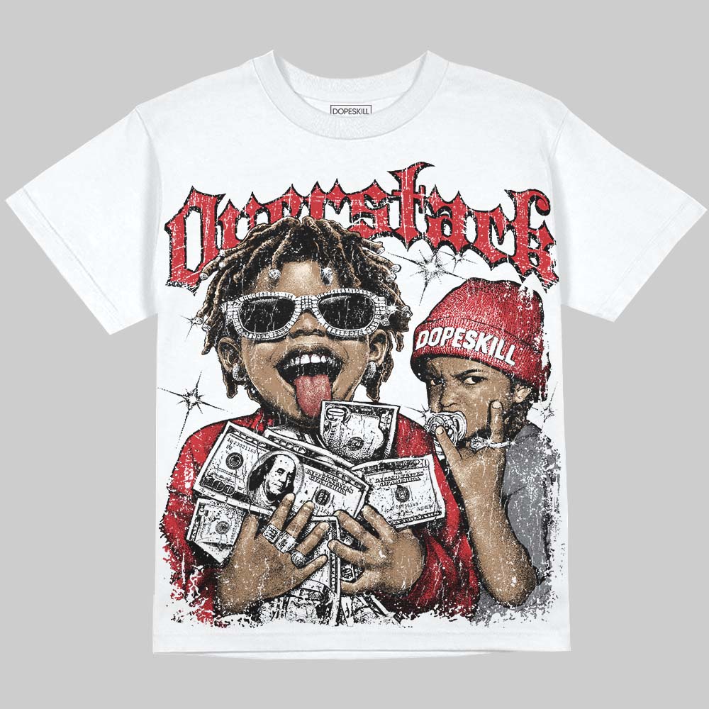Foamposite OneGym Red DopeSkill Oversize Print T-Shirt Overstack Graphic Streetwear - White 
