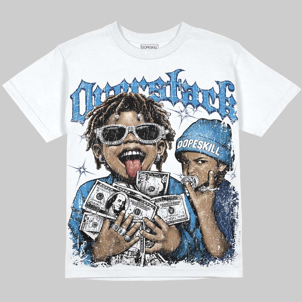 Foamposite Pro University Blue DopeSkill Oversize Print T-Shirt Overstack Graphic Streetwear - White