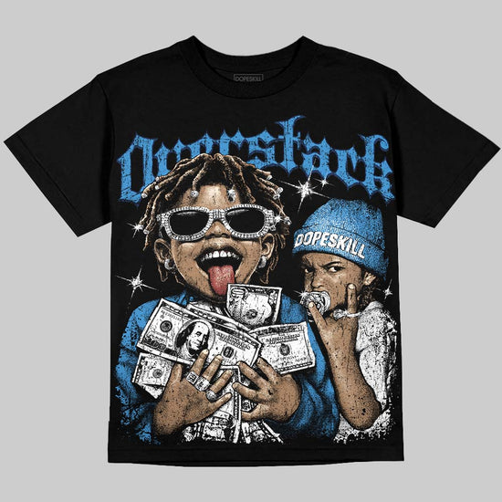 Foamposite Pro University Blue DopeSkill Oversize Print T-Shirt Overstack Graphic Streetwear - Black