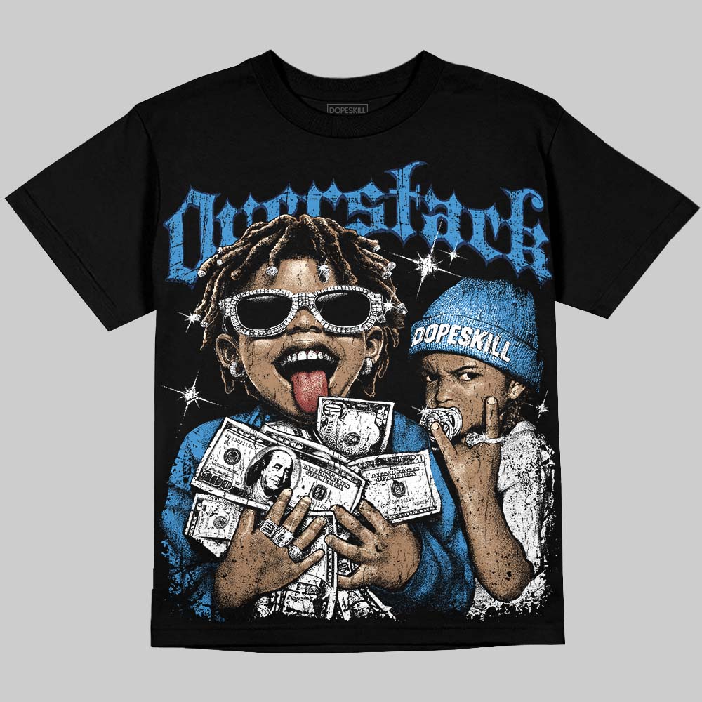 Foamposite Pro University Blue DopeSkill Oversize Print T-Shirt Overstack Graphic Streetwear - Black