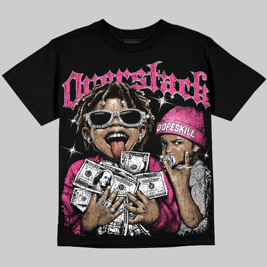 Gel-1130 Pink Glo Black DopeSkill Oversize Print T-Shirt Overstack Graphic Streetwear - Black