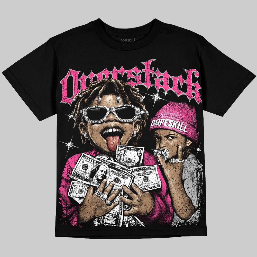 Gel-1130 Pink Glo Black DopeSkill Oversize Print T-Shirt Overstack Graphic Streetwear - Black