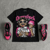 Gel-1130 Pink Glo Black DopeSkill Oversize Print T-Shirt Overstack Graphic