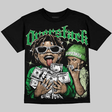 Jumpman Jack “Green Spark” DopeSkill Oversize Print T-Shirt Overstack Graphic Streetwear - White 