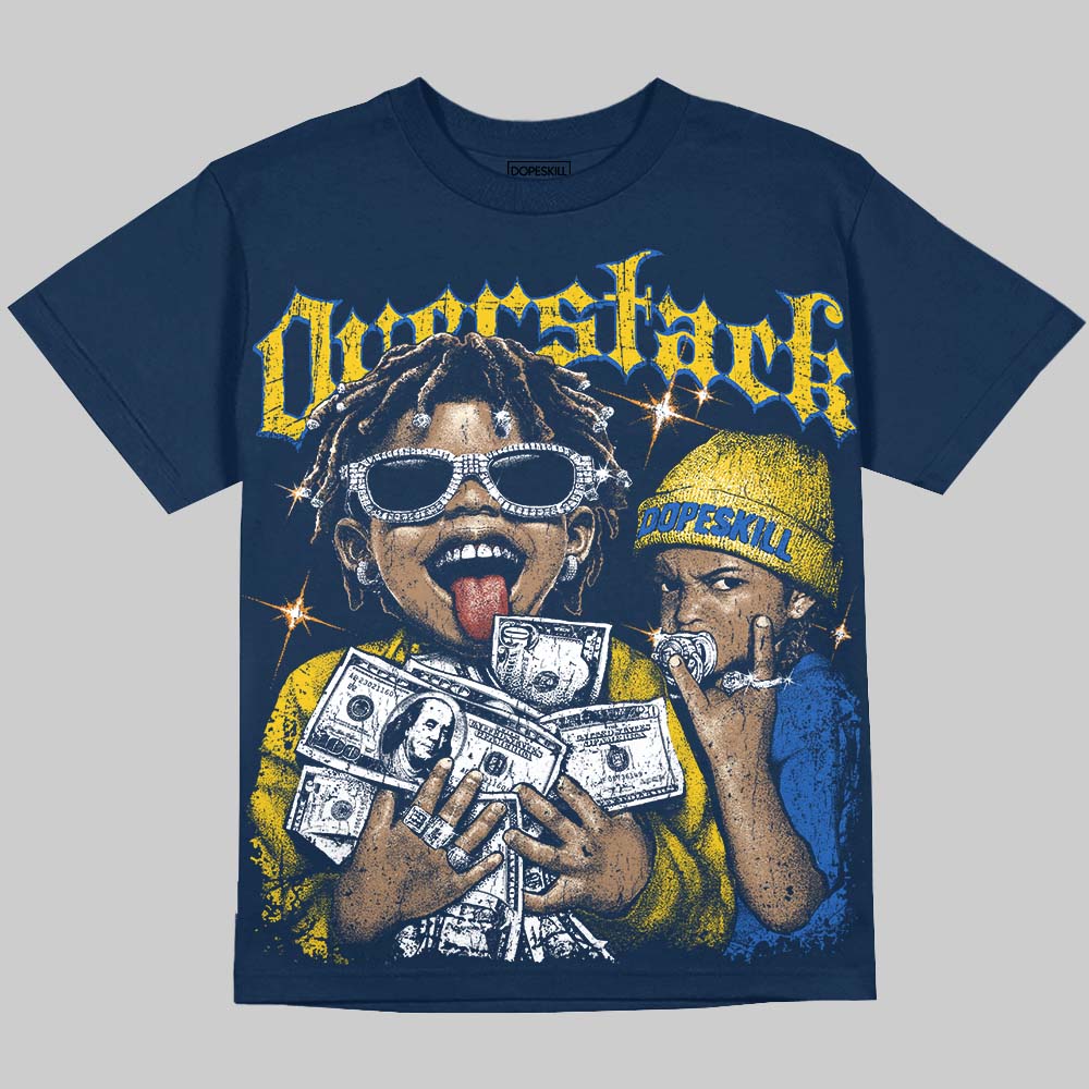 Dunk Vintage Michigan DopeSkill Oversize Print T-Shirt Overstack Graphic Streetwear - Navy