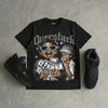 Black Cat 4s DopeSkill Oversize Print T-Shirt Overstack Graphic