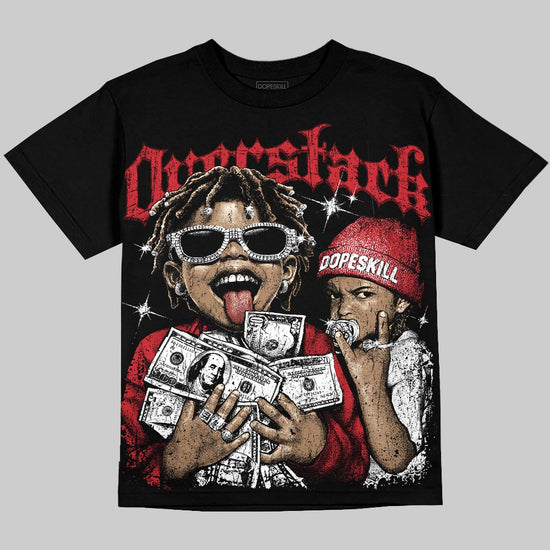 Jordan 12 Bloodline DopeSkill Oversize Print T-Shirt Overstack Graphic Streetwear - Black
