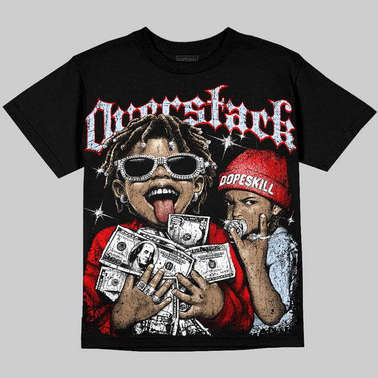 Jordan 11 Cherry DopeSkill Oversize Print T-Shirt Overstack Graphic Streetwear - Black