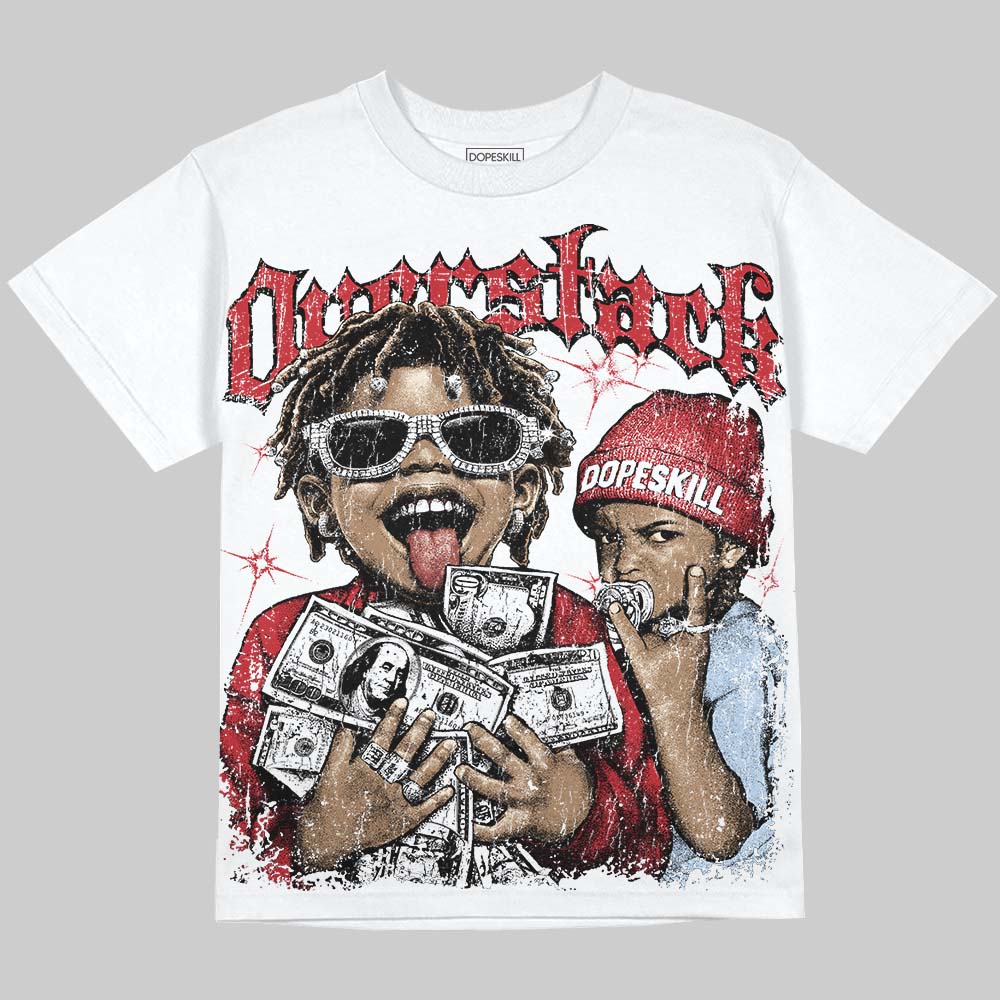 Jordan 5 Fire Red Black DopeSkill Oversize Print T-Shirt Overstack Graphic Streetwear - White