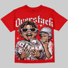 Jordan 5 Fire Red Black DopeSkill Oversize Print T-Shirt Overstack Graphic Streetwear - Red