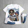 French Blue 12s DopeSkill Oversize Print T-Shirt Overstack Graphic