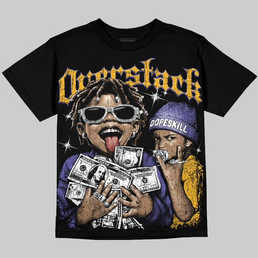 Jordan 4 Lakers DopeSkill Oversize Print T-Shirt Overstack Graphic Streetwear - Black