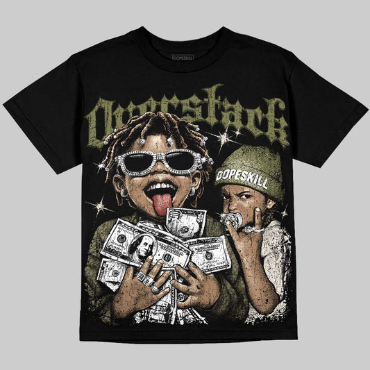 Jordan 3 Medium Olive DopeSkill Oversize Print T-Shirt Overstack Graphic Streetwear - Black