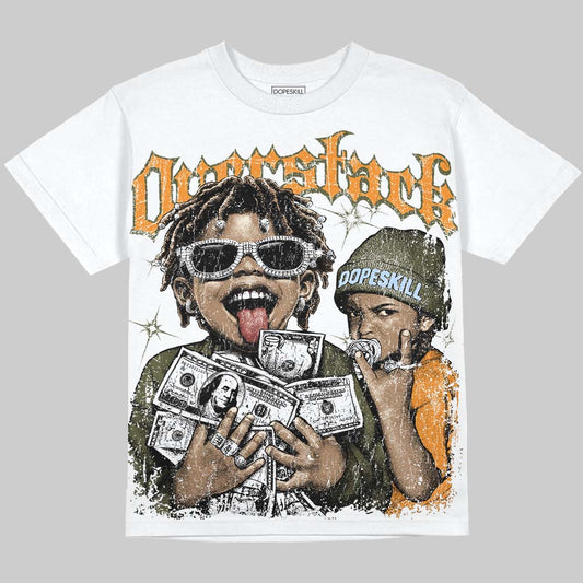 Jordan 5 Olive DopeSkill Oversize Print T-Shirt Overstack Graphic Streetwear - White