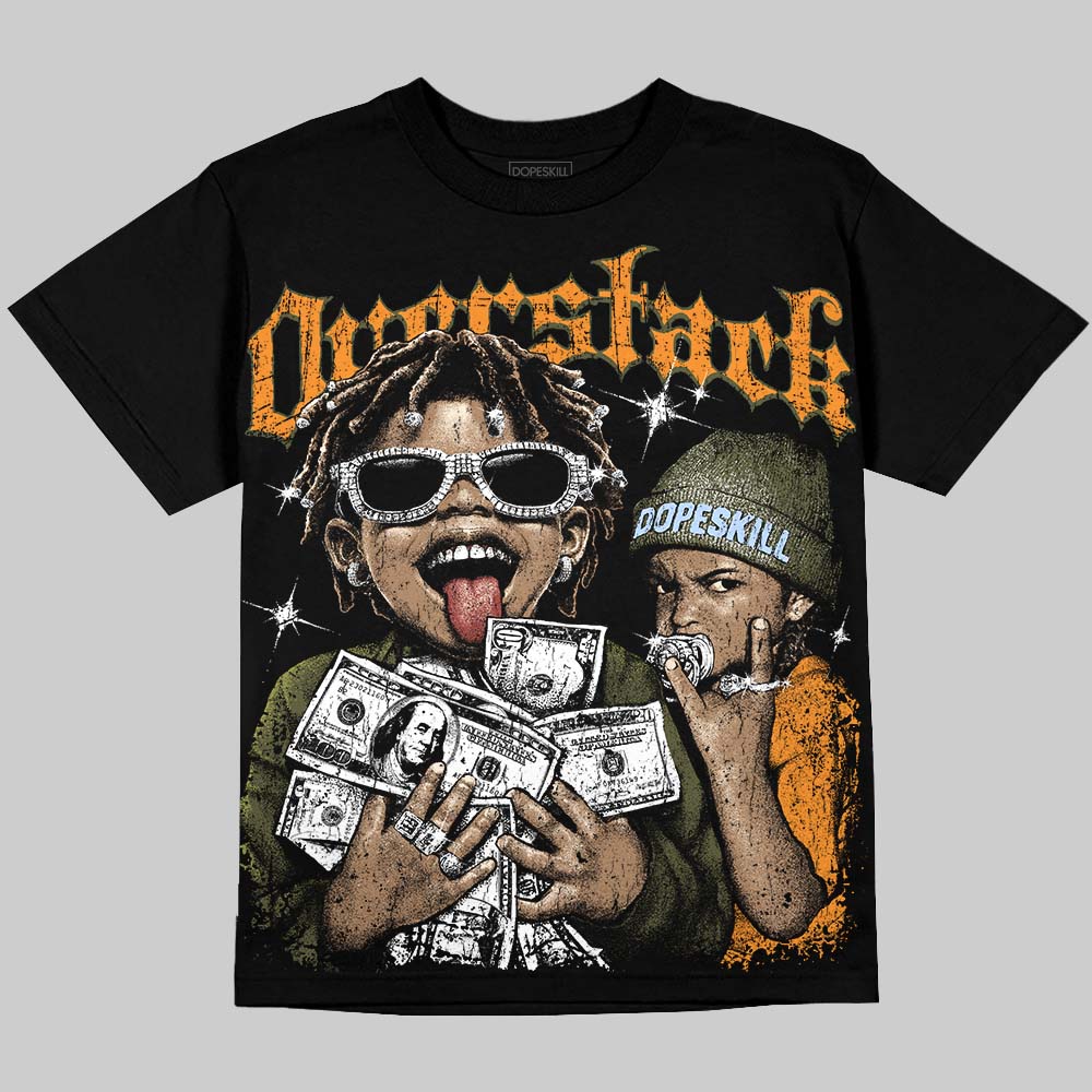 Jordan 5 Olive DopeSkill Oversize Print T-Shirt Overstack Graphic Streetwear - Black
