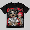 Jordan 4 Red Thunder DopeSkill Oversize Print T-Shirt Overstack Graphic Streetwear - Black