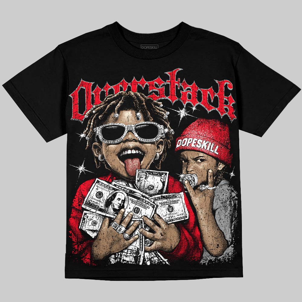 Jordan 4 Red Thunder DopeSkill Oversize Print T-Shirt Overstack Graphic Streetwear - Black